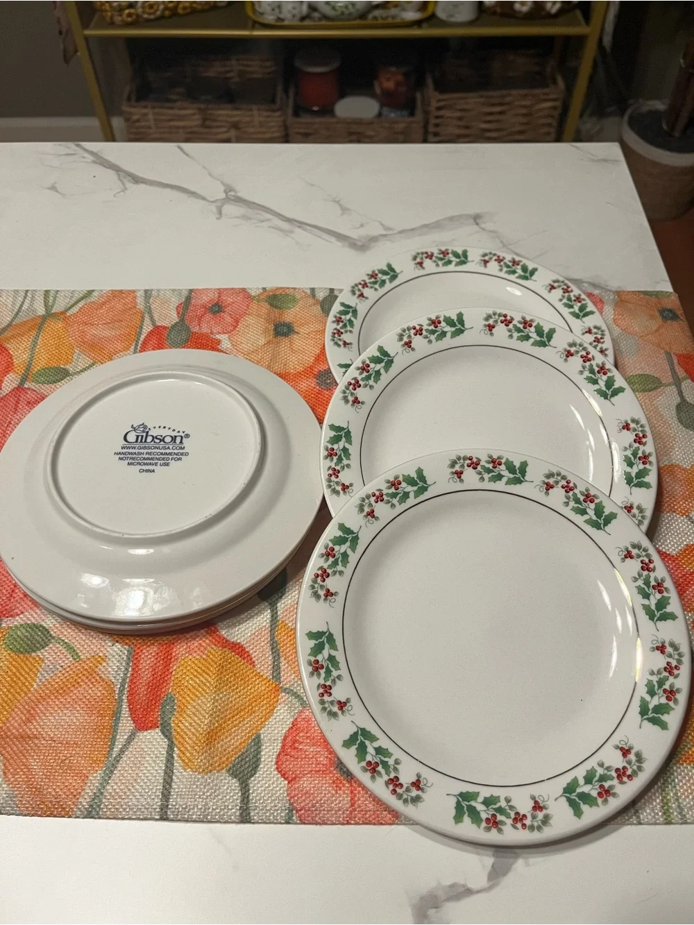 Vintage Gibson Holiday Harmony Dessert Plates